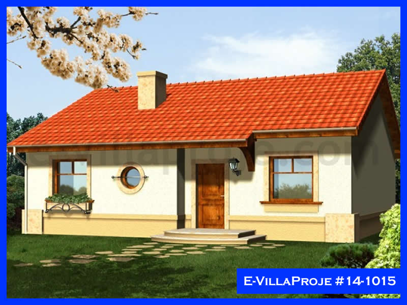 107 m² Tek Katlı 3+1 Özel Tasarım  Proje Çelik Konstrüksiyon Villa (Ev Villa Proje #14 - 1015) Cephe Görünümü ve Kat Planı