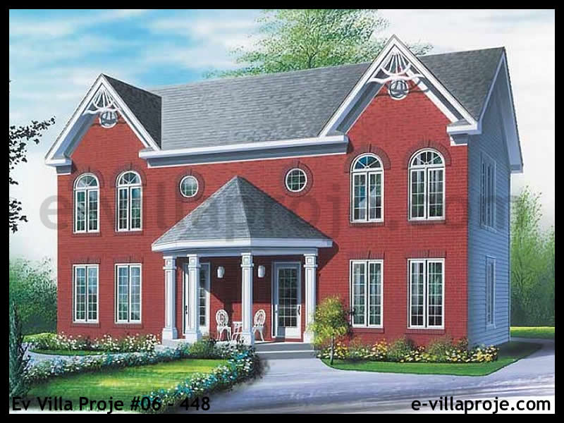 108 m² 2 Katlı (Dubleks) 3+1 Amerikan Çelik Konstrüksiyon Villa (Ev Villa Proje #06 - 448) Cephe Görünümü ve Kat Planı