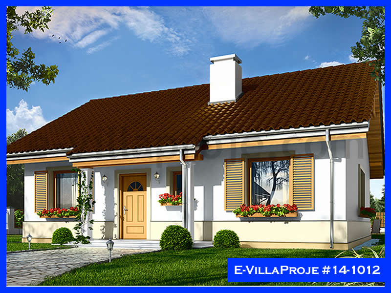108 m² Tek Katlı 3+1 Özel Tasarım  Proje Çelik Konstrüksiyon Villa (Ev Villa Proje #14 - 1012) Cephe Görünümü ve Kat Planı