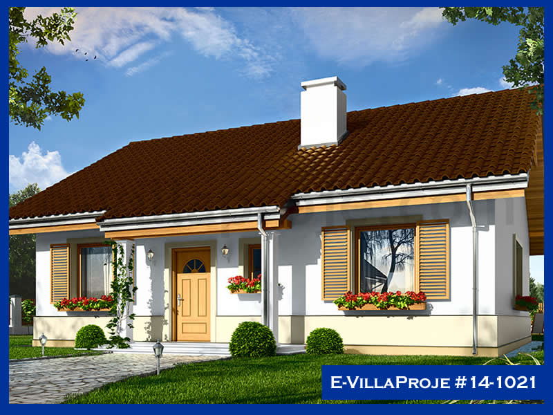 108 m² Tek Katlı 3+1 Özel Tasarım  Proje Çelik Konstrüksiyon Villa (Ev Villa Proje #14 - 1021) Cephe Görünümü ve Kat Planı