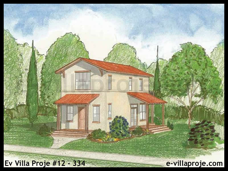 114 m² 2 Katlı (Dubleks) 3+1 Akdeniz Çelik Konstrüksiyon Villa (Ev Villa Proje #12 - 334) Cephe Görünümü ve Kat Planı