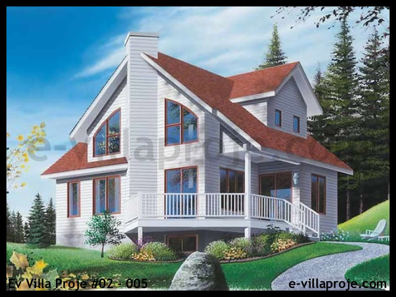 116 m² 2 Katlı (Dubleks) 3+1 Taş Çelik Konstrüksiyon Villa (Ev Villa Proje #02 - 005) Cephe Görünümü ve Kat Planı
