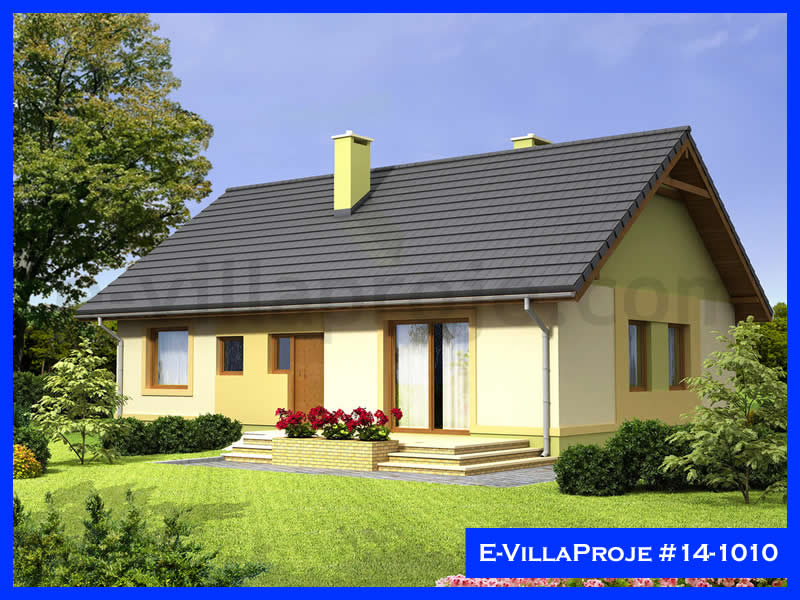 116 m² Tek Katlı 3+1 Özel Tasarım  Proje Çelik Konstrüksiyon Villa (Ev Villa Proje #14 - 1010) Cephe Görünümü ve Kat Planı