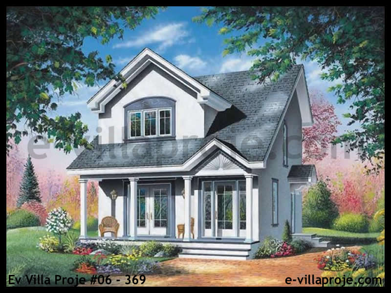 118 m² 2 Katlı (Dubleks) 3+1 Bungalov Çelik Konstrüksiyon Villa (Ev Villa Proje #06 - 369) Cephe Görünümü ve Kat Planı