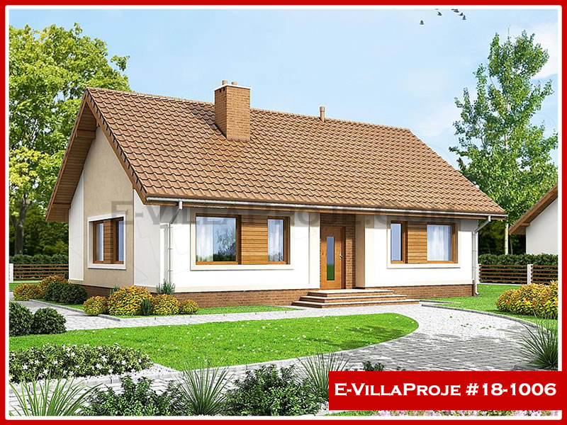 119 m² Tek Katlı 3+1 Ekonomik Çelik Konstrüksiyon Villa (Ev Villa Proje #18 - 1006) Cephe Görünümü ve Kat Planı