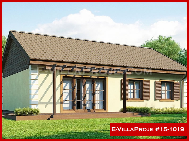 120 m² Tek Katlı 3+1 Amerikan Çelik Konstrüksiyon Villa (Ev Villa Proje #15 - 1019) Cephe Görünümü ve Kat Planı