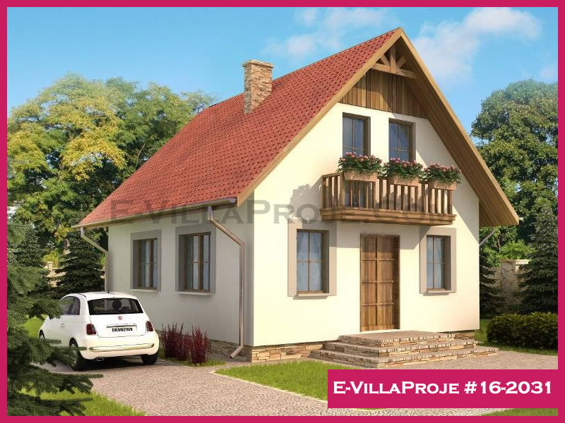 122 m² 2 Katlı (Dubleks) 3+1 Ahşap Çelik Konstrüksiyon Villa (Ev Villa Proje #16 - 2031) Cephe Görünümü ve Kat Planı