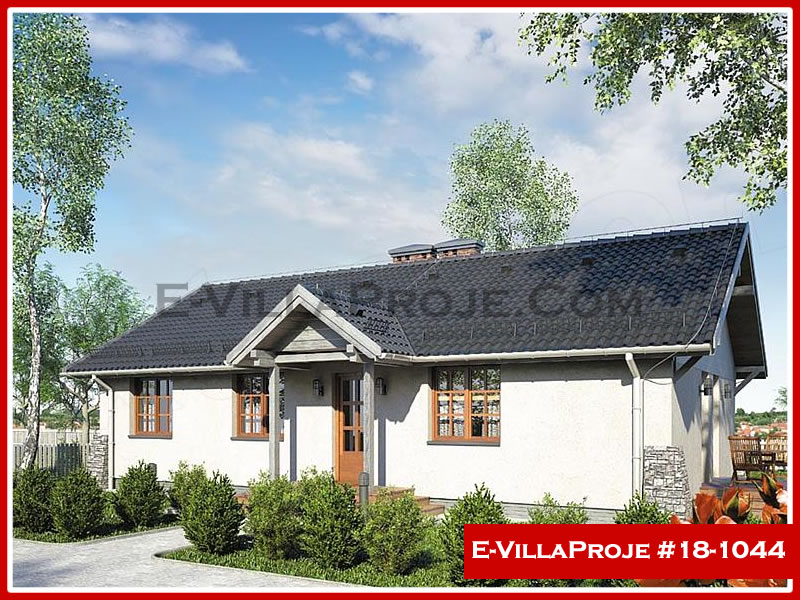 122 m² Tek Katlı 3+1 Ekonomik Çelik Konstrüksiyon Villa (Ev Villa Proje #18 - 1044) Cephe Görünümü ve Kat Planı