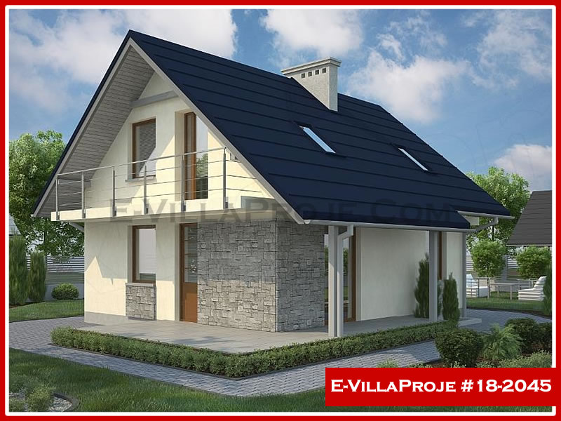 123 m² 2 Katlı (Dubleks) 3+1 Ekonomik Çelik Konstrüksiyon Villa (Ev Villa Proje #18 - 2045) Cephe Görünümü ve Kat Planı