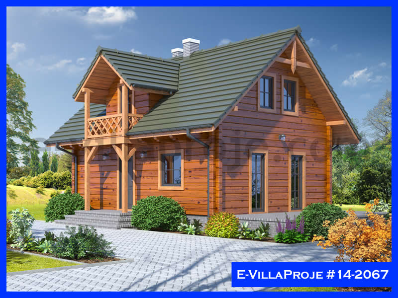 124 m² 2 Katlı (Dubleks) 3+1 Ahşap Çelik Konstrüksiyon Villa (Ev Villa Proje #14 - 2067) Cephe Görünümü ve Kat Planı