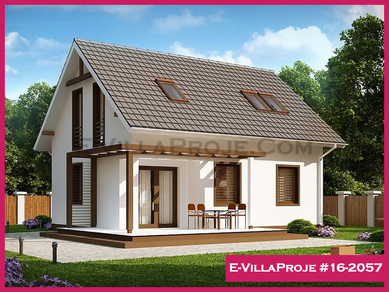 124 m² 2 Katlı (Dubleks) 3+1 Akdeniz Çelik Konstrüksiyon Villa (Ev Villa Proje #16 - 2057) Cephe Görünümü ve Kat Planı