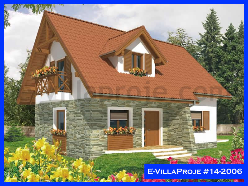 124 m² 2 Katlı (Dubleks) 3+1 Özel Tasarım  Proje Çelik Konstrüksiyon Villa (Ev Villa Proje #14 - 2006) Cephe Görünümü ve Kat Planı