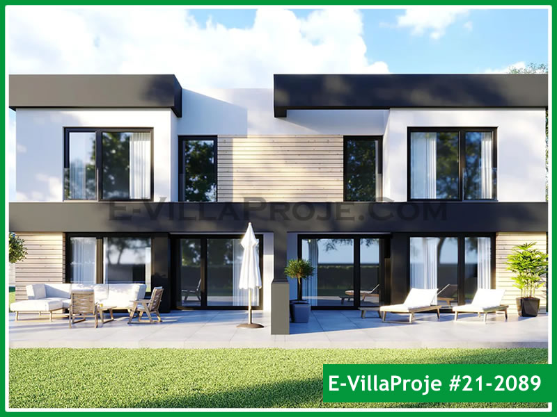 125 m² 2 Katlı (Dubleks) 3+1 İkiz Çelik Konstrüksiyon Villa (Ev Villa Proje #21 - 2089) Cephe Görünümü ve Kat Planı