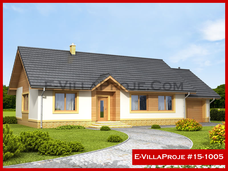 128 m² Tek Katlı 3+1 Akdeniz Çelik Konstrüksiyon Villa (Ev Villa Proje #15 - 1005) Cephe Görünümü ve Kat Planı