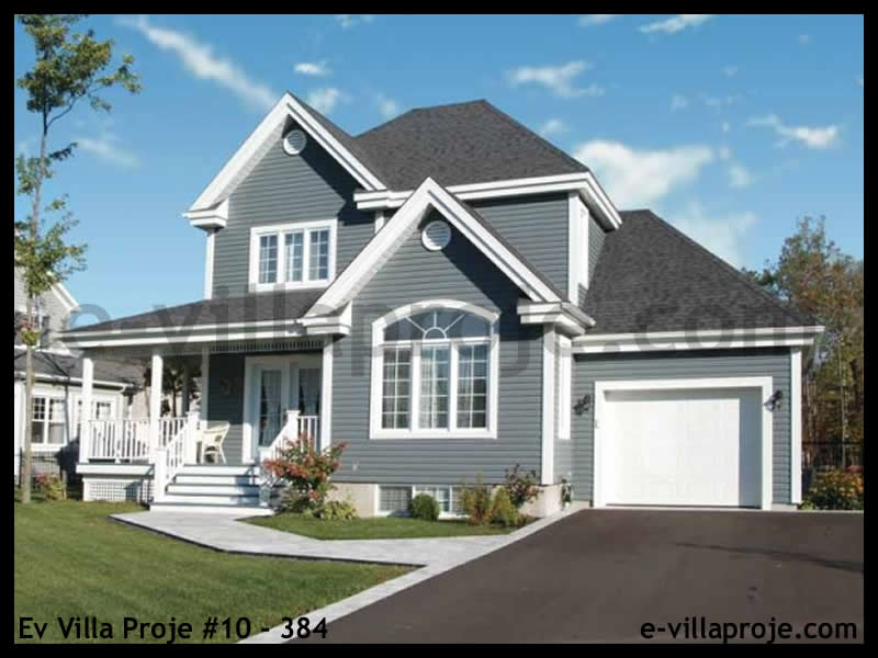 129 m² 2 Katlı (Dubleks) 3+1 Çiftlik Çelik Konstrüksiyon Villa (Ev Villa Proje #10 - 384) Cephe Görünümü ve Kat Planı