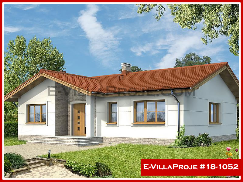 131 m² Tek Katlı 3+1 Ekonomik Çelik Konstrüksiyon Villa (Ev Villa Proje #18 - 1052) Cephe Görünümü ve Kat Planı