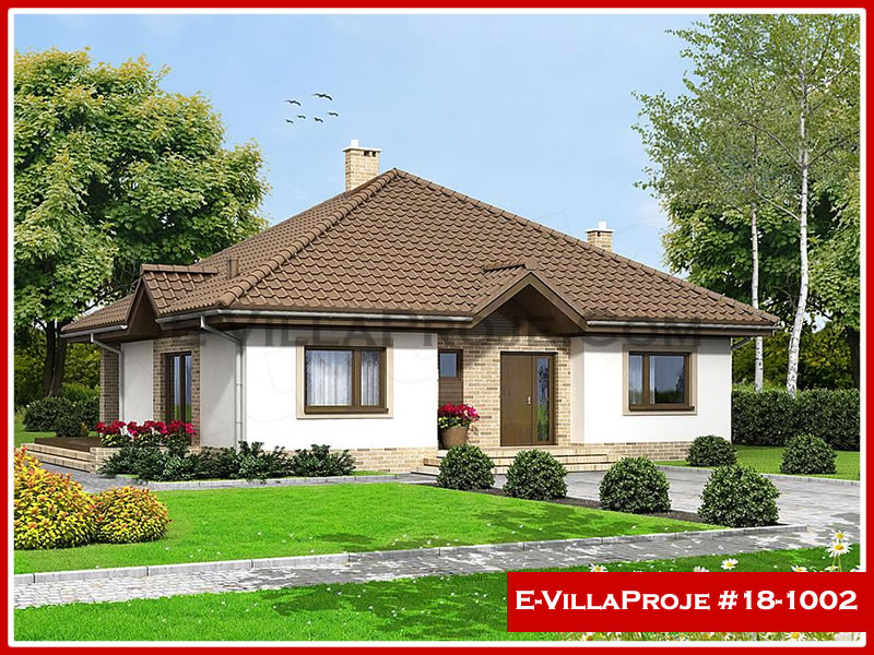 133 m² Tek Katlı 3+1 Taş Çelik Konstrüksiyon Villa (Ev Villa Proje #18 - 1002) Cephe Görünümü ve Kat Planı