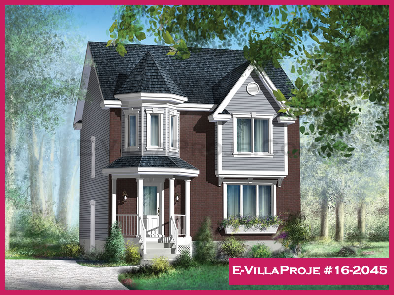 134 m² 2 Katlı (Dubleks) 3+1 Amerikan Çelik Konstrüksiyon Villa (Ev Villa Proje #16 - 2045) Cephe Görünümü ve Kat Planı