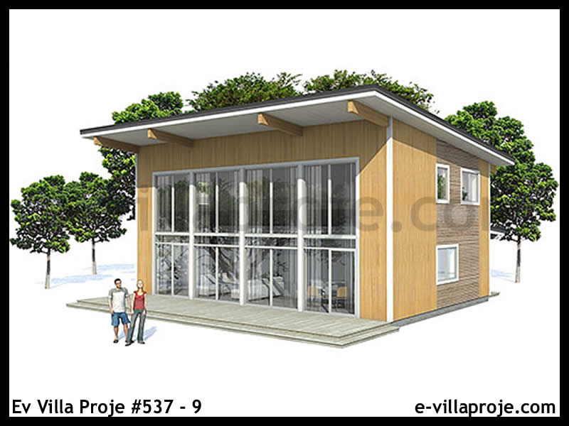 134 m² 2 Katlı (Dubleks) 3+1 Avrupa Çelik Konstrüksiyon Villa (Ev Villa Proje #537 - 9) Cephe Görünümü ve Kat Planı
