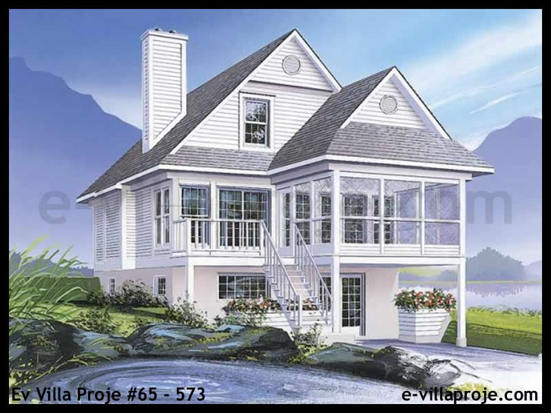 134 m² 2 Katlı (Dubleks) 3+1 Şehir Tarzı lar Çelik Konstrüksiyon Villa (Ev Villa Proje #65 - 573) Cephe Görünümü ve Kat Planı