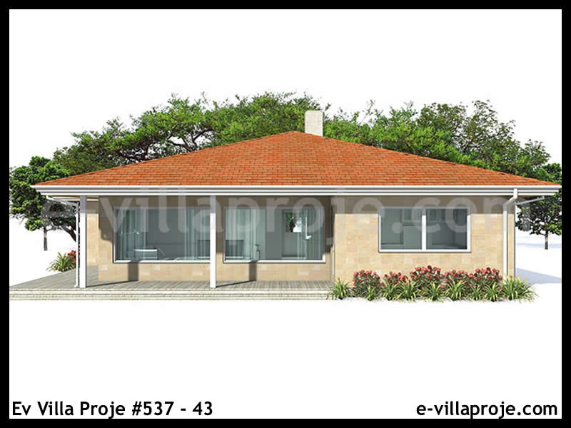 134 m² Tek Katlı 3+1 Ekonomik Çelik Konstrüksiyon Villa (Ev Villa Proje #537 - 43) Cephe Görünümü ve Kat Planı