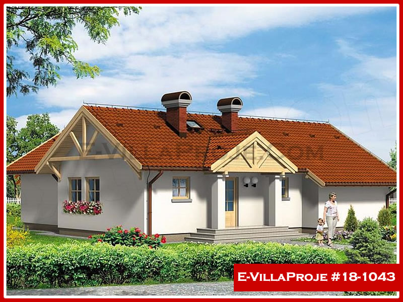 134 m² Tek Katlı 3+1 Ekonomik Çelik Konstrüksiyon Villa (Ev Villa Proje #18 - 1043) Cephe Görünümü ve Kat Planı