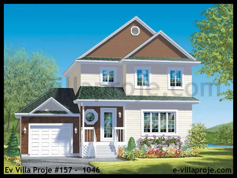 135 m² 2 Katlı (Dubleks) 3+1 Geleneksel Çelik Konstrüksiyon Villa (Ev Villa Proje #157 - 1046) Cephe Görünümü ve Kat Planı