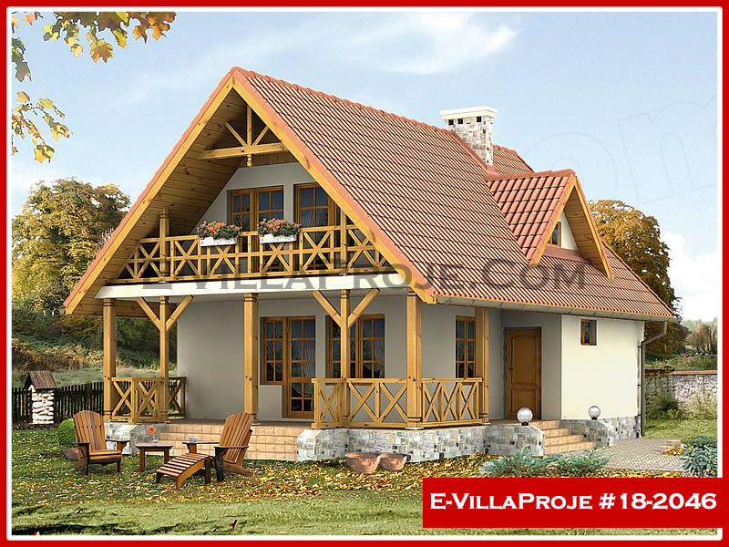 136 m² 2 Katlı (Dubleks) 3+1 Amerikan Çelik Konstrüksiyon Villa (Ev Villa Proje #18 - 2046) Cephe Görünümü ve Kat Planı