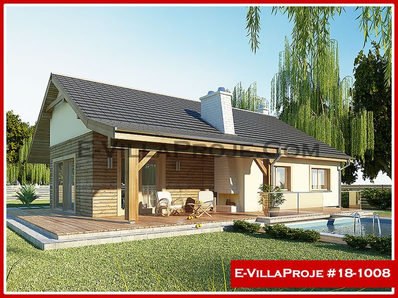 136 m² Tek Katlı 3+1 Modern Çelik Konstrüksiyon Villa (Ev Villa Proje #18 - 1008) Cephe Görünümü ve Kat Planı