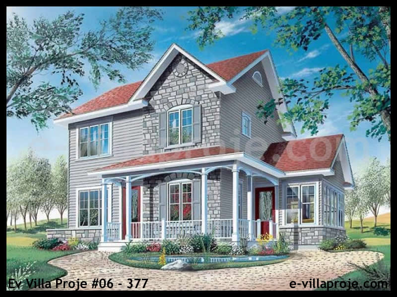 137 m² 2 Katlı (Dubleks) 3+1 Özel Tasarım  Proje Çelik Konstrüksiyon Villa (Ev Villa Proje #06 - 377) Cephe Görünümü ve Kat Planı