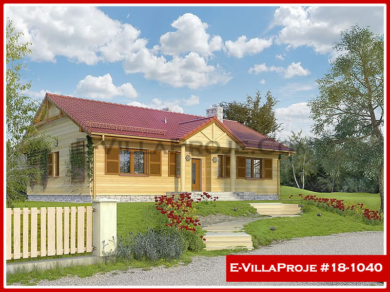137 m² Tek Katlı 3+1 Ahşap Çelik Konstrüksiyon Villa (Ev Villa Proje #18 - 1040) Cephe Görünümü ve Kat Planı