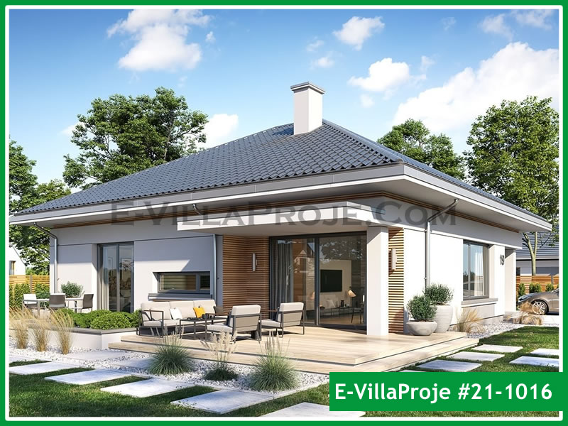 138 m² Tek Katlı 3+1 Ekonomik Çelik Konstrüksiyon Villa (Ev Villa Proje #21 - 1016) Cephe Görünümü ve Kat Planı