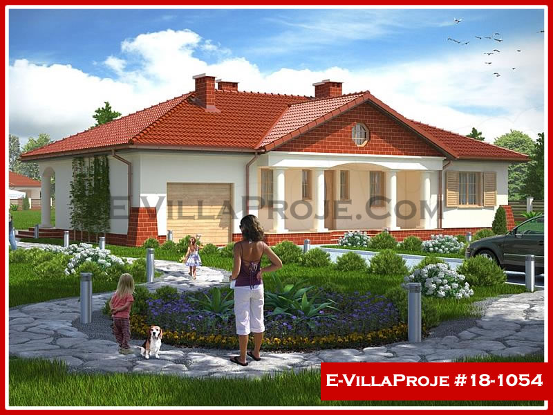 139 m² Tek Katlı 3+1 Çiftlik Çelik Konstrüksiyon Villa (Ev Villa Proje #18 - 1054) Cephe Görünümü ve Kat Planı