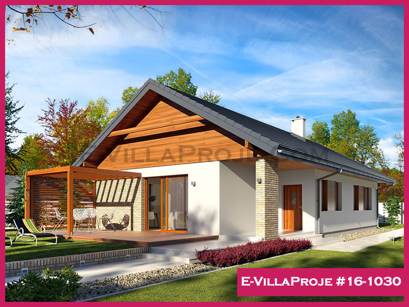 139 m² Tek Katlı 3+1 Taş Çelik Konstrüksiyon Villa (Ev Villa Proje #16 - 1030) Cephe Görünümü ve Kat Planı