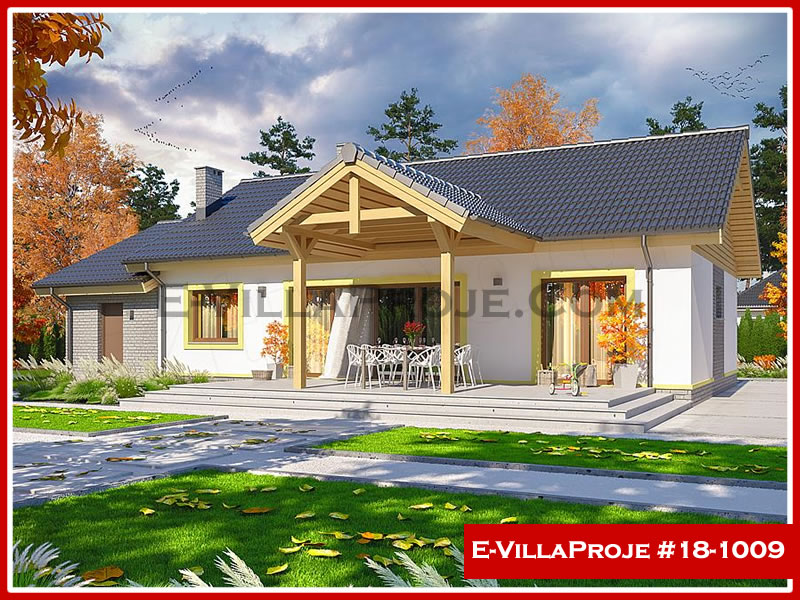 139 m² Tek Katlı 3+1 Modern Çelik Konstrüksiyon Villa (Ev Villa Proje #18 - 1009) Cephe Görünümü ve Kat Planı