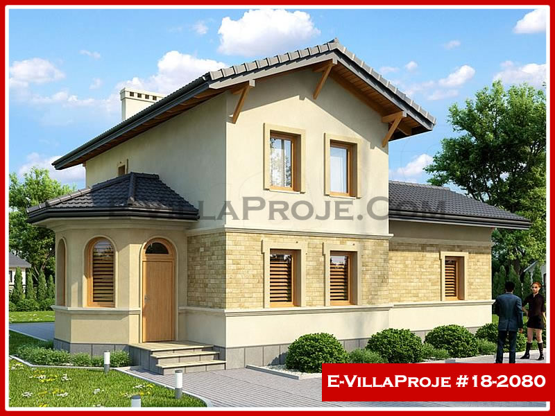 140 m² 2 Katlı (Dubleks) 4+1 Özel Tasarım  Proje Çelik Konstrüksiyon Villa (Ev Villa Proje #18 - 2080) Cephe Görünümü ve Kat Planı