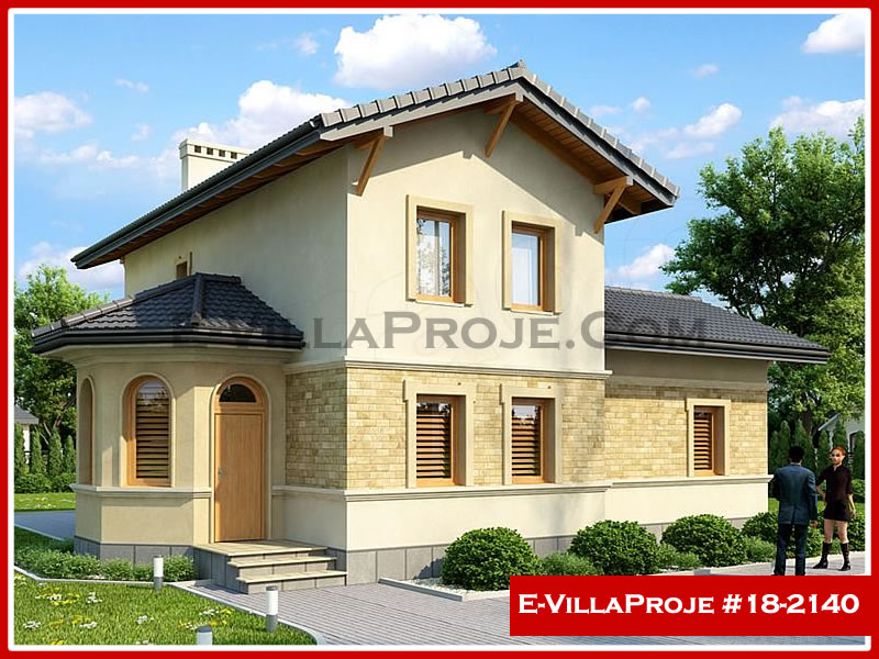 141 m² 2 Katlı (Dubleks) 4+1 Özel Tasarım  Proje Çelik Konstrüksiyon Villa (Ev Villa Proje #18 - 2140) Cephe Görünümü ve Kat Planı