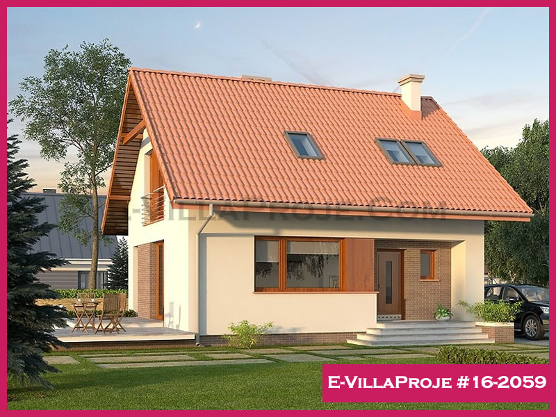 143 m² 2 Katlı (Dubleks) 4+1 Amerikan Çelik Konstrüksiyon Villa (Ev Villa Proje #16 - 2059) Cephe Görünümü ve Kat Planı