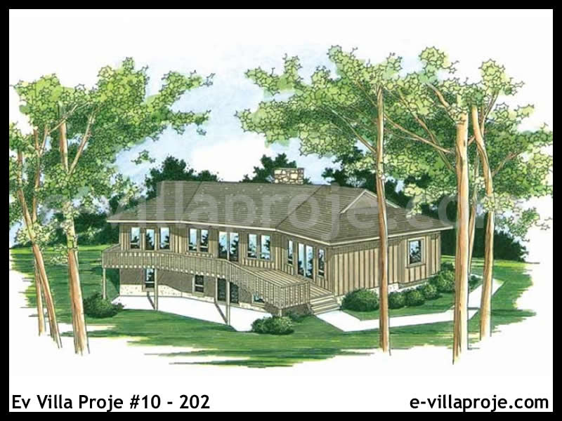 144 m² Tek Katlı 4+1 Taş Çelik Konstrüksiyon Villa (Ev Villa Proje #10 - 202) Cephe Görünümü ve Kat Planı