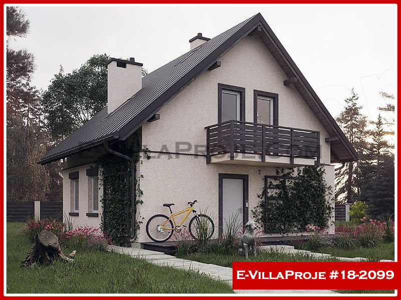 145 m² 2 Katlı (Dubleks) 4+1 Amerikan Çelik Konstrüksiyon Villa (Ev Villa Proje #18 - 2099) Cephe Görünümü ve Kat Planı