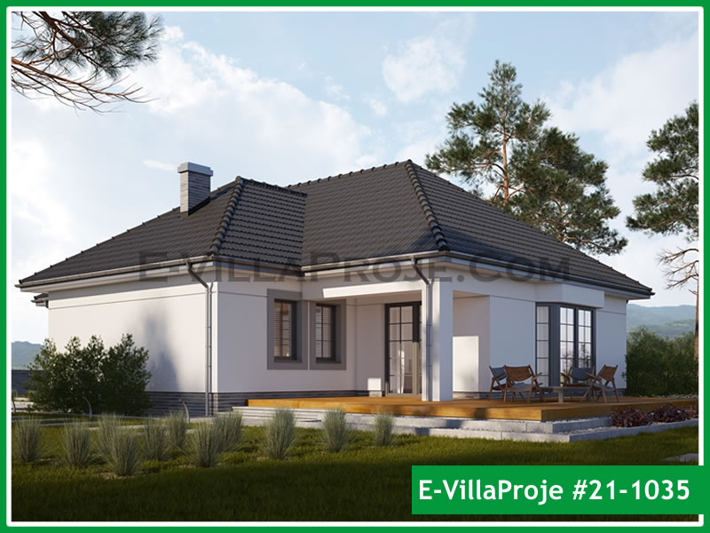 155 m² Tek Katlı 4+1 Şehir Tarzı lar Çelik Konstrüksiyon Villa (Ev Villa Proje #21 - 1035) Cephe Görünümü ve Kat Planı