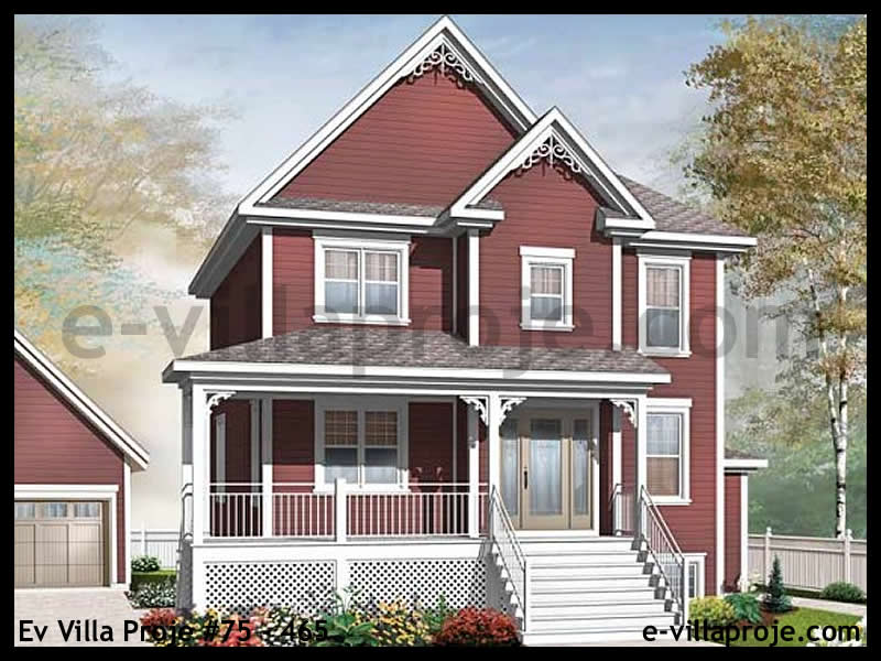 160 m² 2 Katlı (Dubleks) 4+1 Şehir Tarzı lar Çelik Konstrüksiyon Villa (Ev Villa Proje #75 - 465) Cephe Görünümü ve Kat Planı