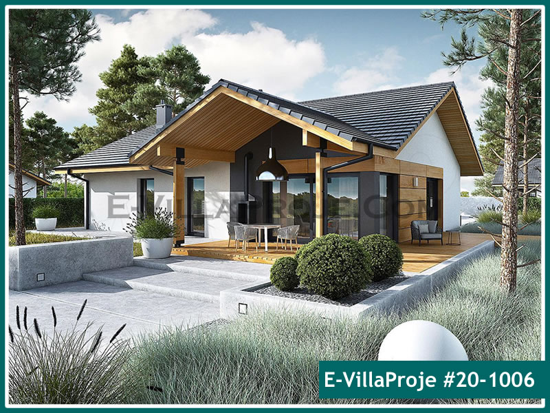 162 m² Tek Katlı 4+1 Ahşap Çelik Konstrüksiyon Villa (Ev Villa Proje #20 - 1006) Cephe Görünümü ve Kat Planı