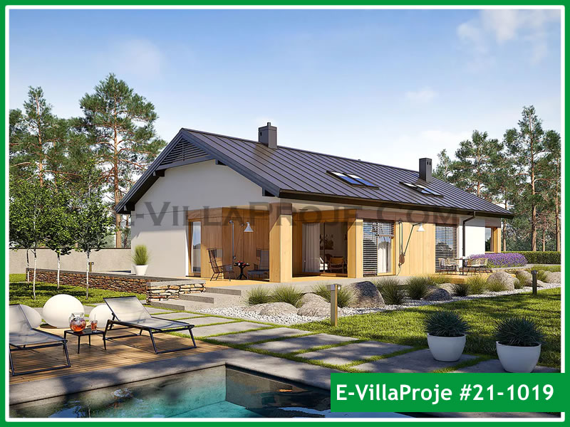 162 m² Tek Katlı 4+1 Ekonomik Çelik Konstrüksiyon Villa (Ev Villa Proje #21 - 1019) Cephe Görünümü ve Kat Planı