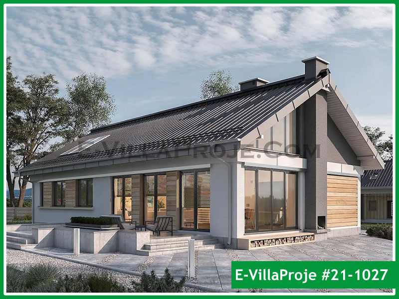 162 m² Tek Katlı 4+1 Ekonomik Çelik Konstrüksiyon Villa (Ev Villa Proje #21 - 1027) Cephe Görünümü ve Kat Planı