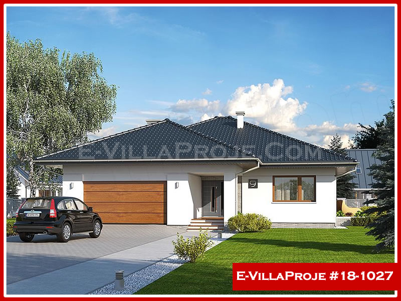 163 m² Tek Katlı 4+1 Özel Tasarım  Proje Çelik Konstrüksiyon Villa (Ev Villa Proje #18 - 1027) Cephe Görünümü ve Kat Planı