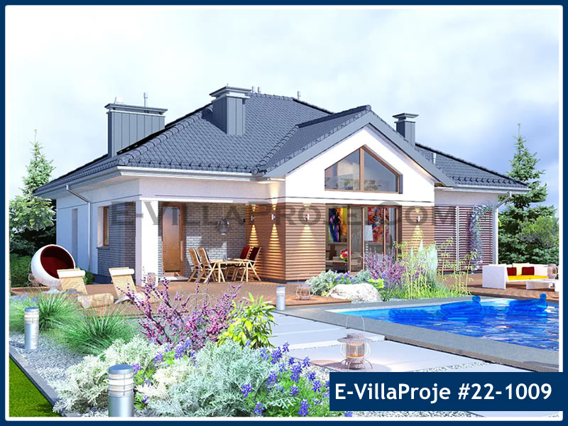 165 m² Tek Katlı 4+1 Ekonomik Çelik Konstrüksiyon Villa (Ev Villa Proje #22 - 1009) Cephe Görünümü ve Kat Planı