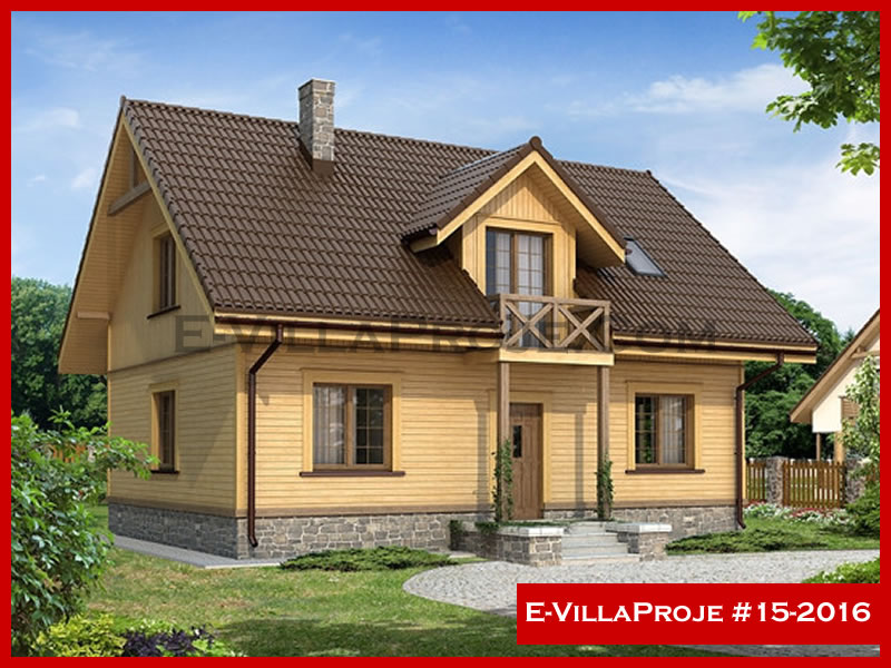 167 m² 2 Katlı (Dubleks) 4+1 Ahşap Çelik Konstrüksiyon Villa (Ev Villa Proje #15 - 2016) Cephe Görünümü ve Kat Planı