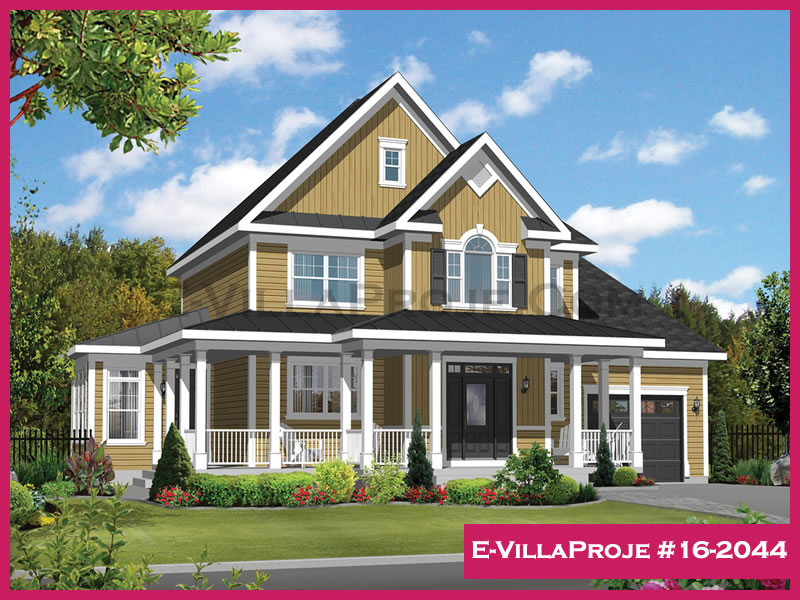 176 m² 2 Katlı (Dubleks) 4+1 Amerikan Çelik Konstrüksiyon Villa (Ev Villa Proje #16 - 2044) Cephe Görünümü ve Kat Planı