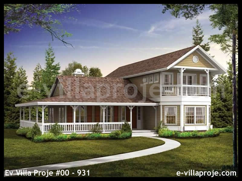 178 m² 2 Katlı (Dubleks) 4+1 Çiftlik Çelik Konstrüksiyon Villa (Ev Villa Proje #00 - 931) Cephe Görünümü ve Kat Planı